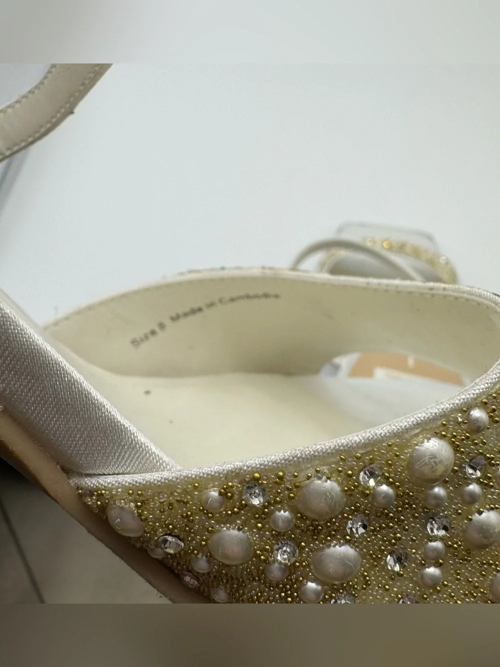 Dolce Vita Nasia Rhinestone Block Heel Sandals White Size 8 bridal rehearsal